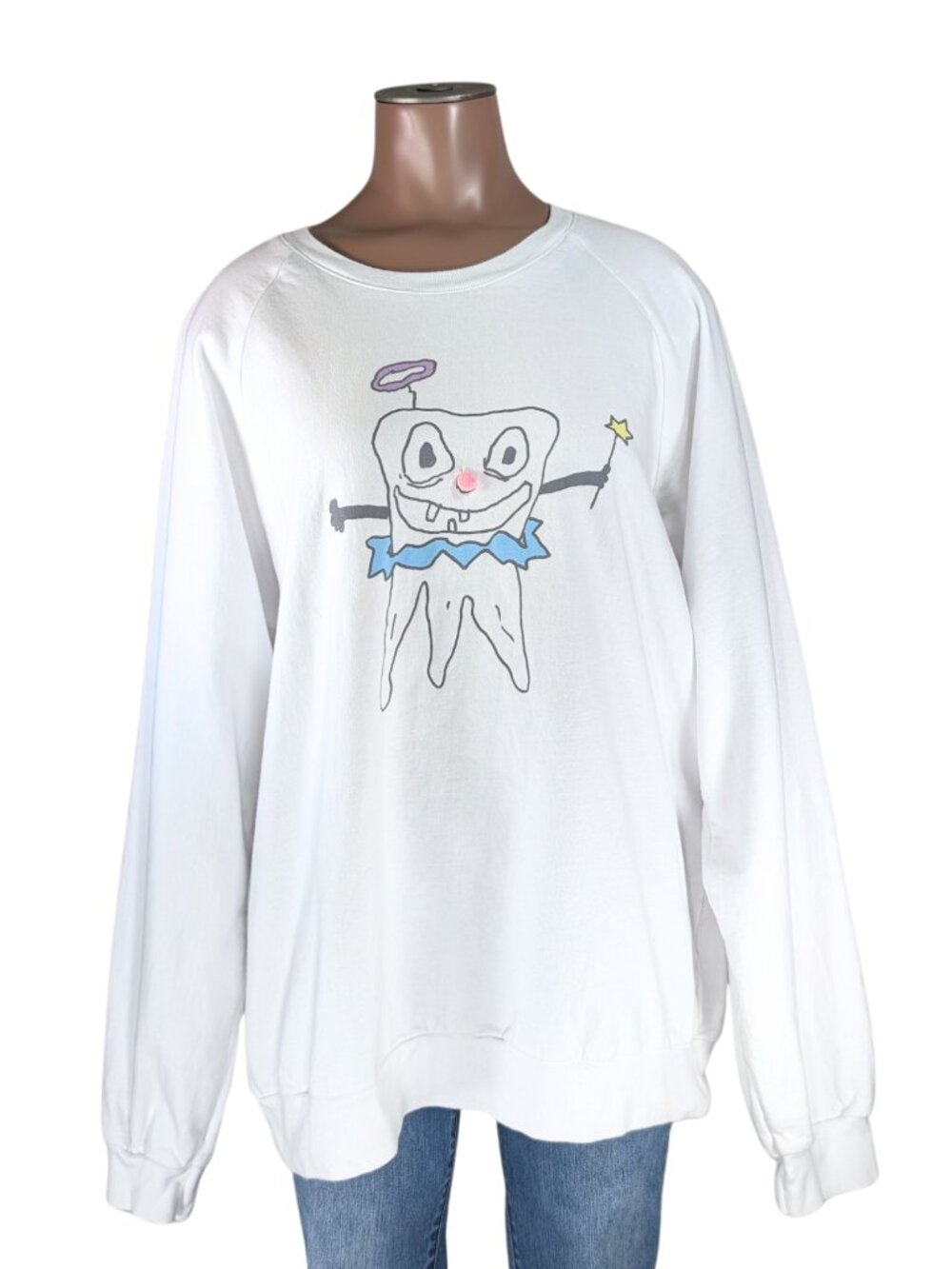 Gublerland XL White Tooth Fairy Crew Neck Long Sleeve Gubler Garb Sweatshirt